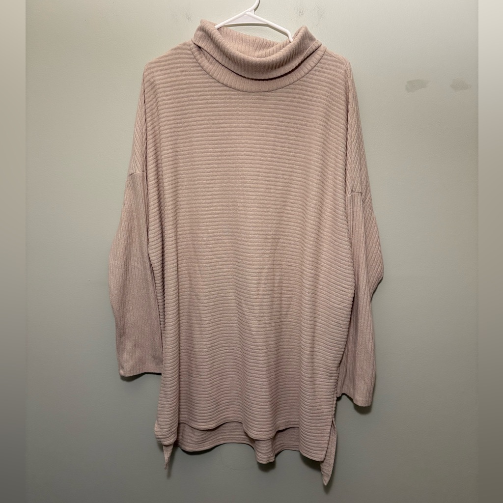 Time And Tru Women's Cowl Neck Sweater, Beige/Tan, Size Xxxl